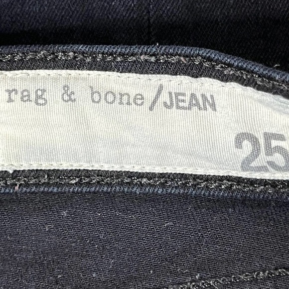 Rag and Bone Ankle Skinny Jeans 25 Coal High Rise Black Raw Hem - Picture 7 of 8